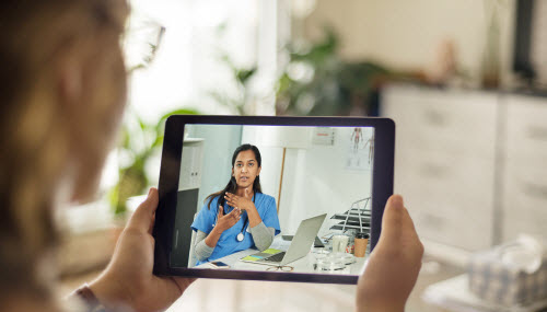 Telemedicine video doctor consultation via tablet